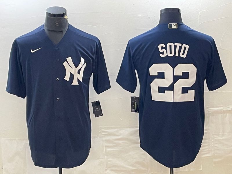 Men New York Yankees 22 Soto Blue Nike Game MLB Jersey style 2